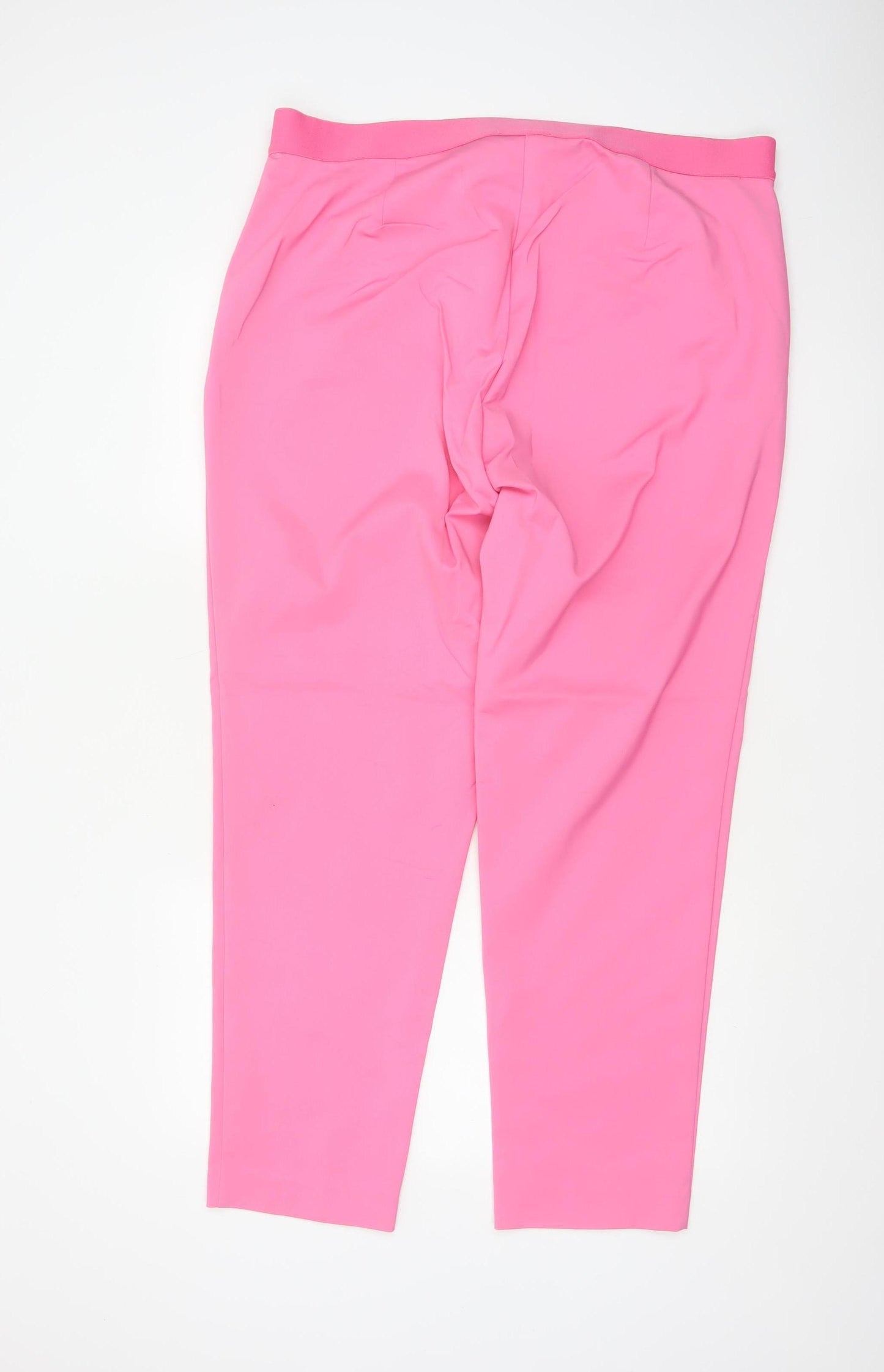 Marks & Spencer Women Pink UK 20 Long Tapered Stretch Trousers