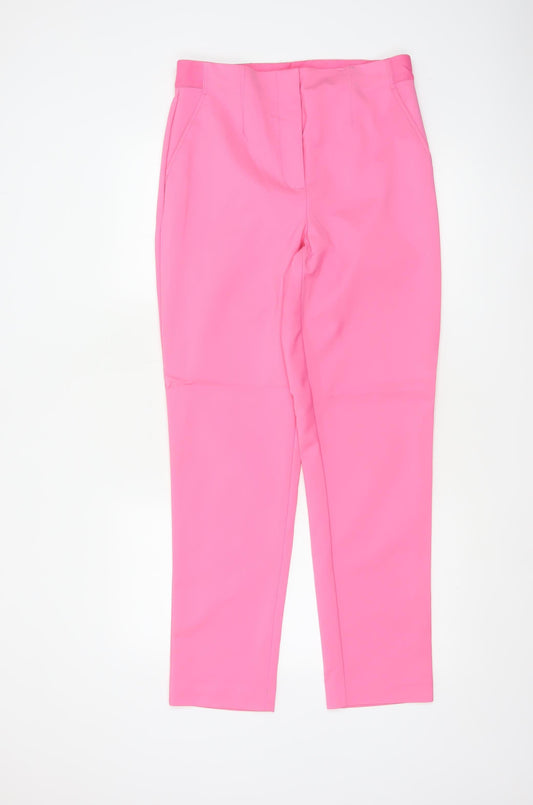 Marks & Spencer Women Pink UK 12 Long Tapered Tailored Trousers
