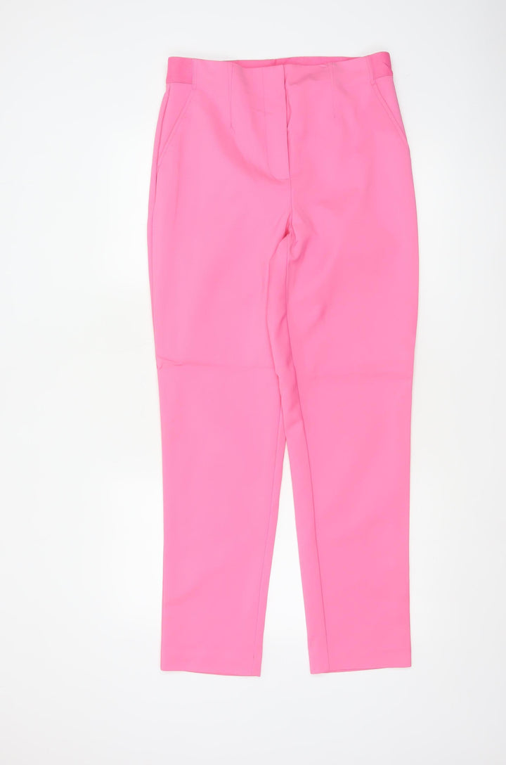 Marks & Spencer Women Pink UK 12 Long Tapered Tailored Trousers