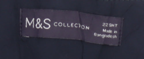Marks and Spencer Women Black UK 22 Short High Rise Wide Leg Linen Trousers