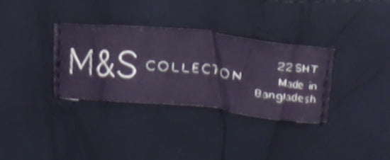 Marks and Spencer Women Black UK 22 Short High Rise Wide Leg Linen Trousers