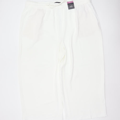 Marks & Spencer Women White Size 22 Wide-Leg Cropped Trousers