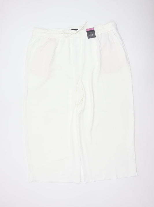 Marks & Spencer Women White Size 22 Wide-Leg Cropped Trousers