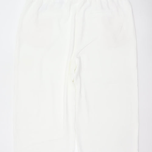 Marks & Spencer Women White Size 22 Wide-Leg Cropped Trousers
