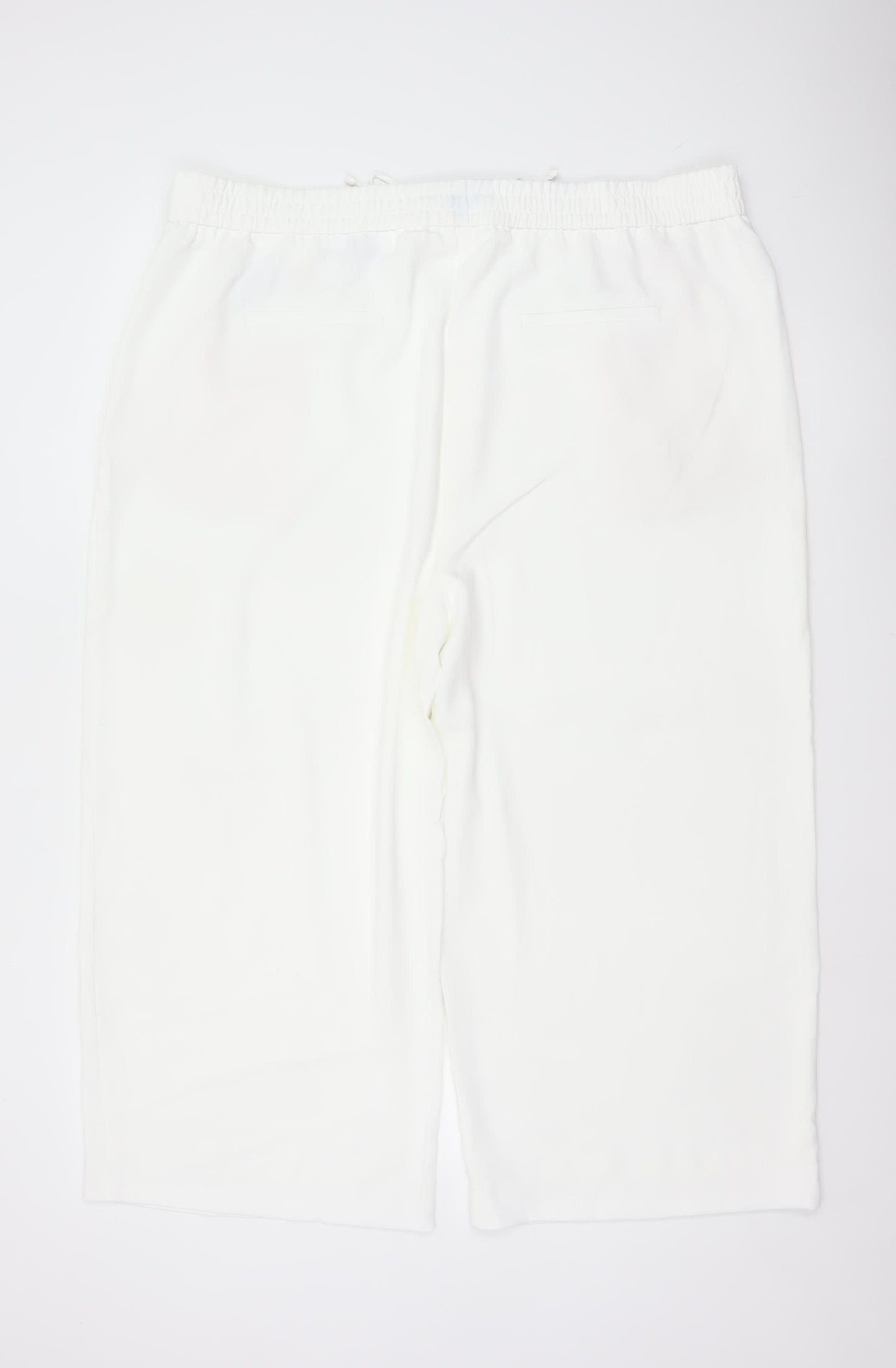 Marks & Spencer Women White Size 22 Wide-Leg Cropped Trousers