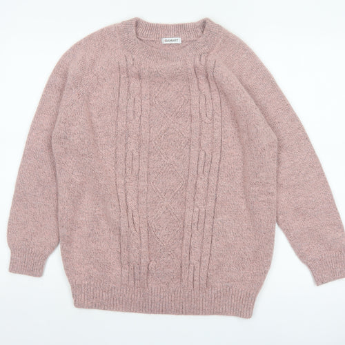 Damart Women Pink UK 14 Cable Knit Crew Neck Pullover Jumper