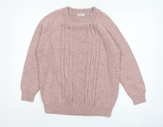 Damart Women Pink UK 14 Cable Knit Crew Neck Pullover Jumper