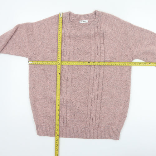 Damart Women Pink UK 14 Cable Knit Crew Neck Pullover Jumper