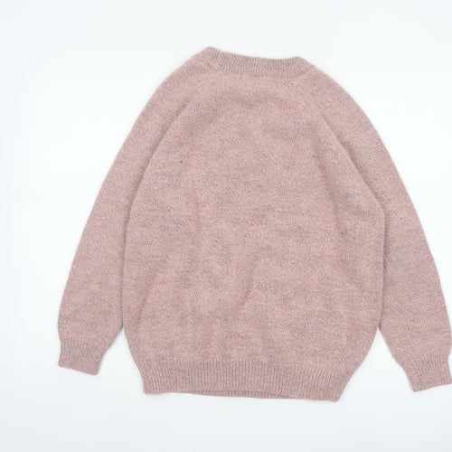 Damart Women Pink UK 14 Cable Knit Crew Neck Pullover Jumper
