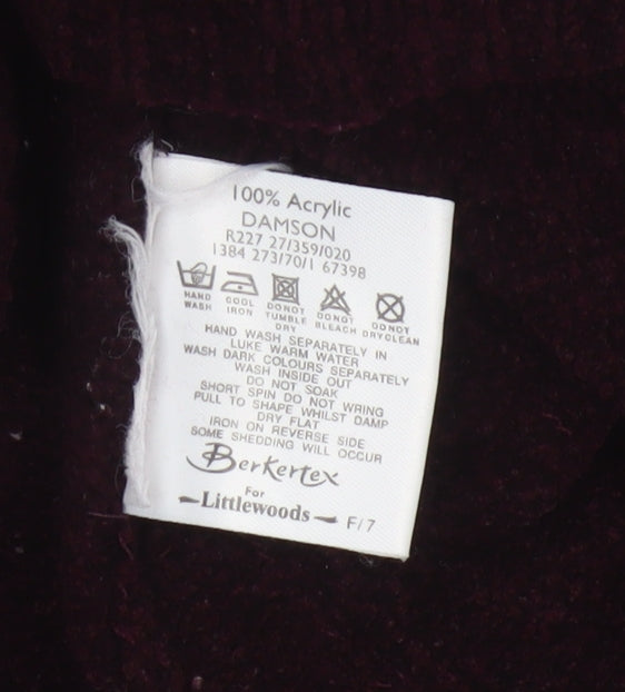 Berkertex Women Purple Size 16 Rib Knit Raglan Sleeve Pullover Jumper