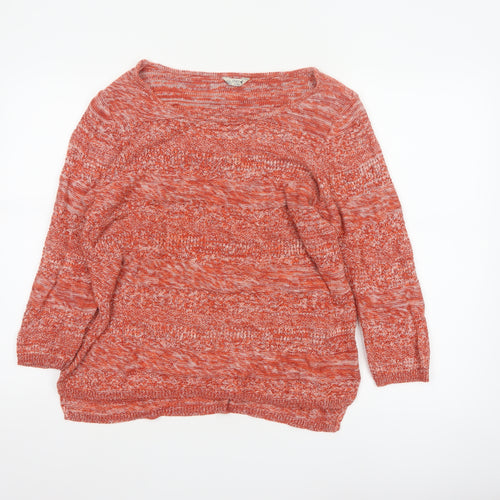 M&Co Women’s Orange Cotton Striped Knit Pullover Jumper Size 16