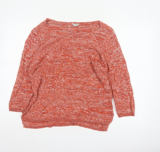 M&Co Women’s Orange Cotton Striped Knit Pullover Jumper Size 16