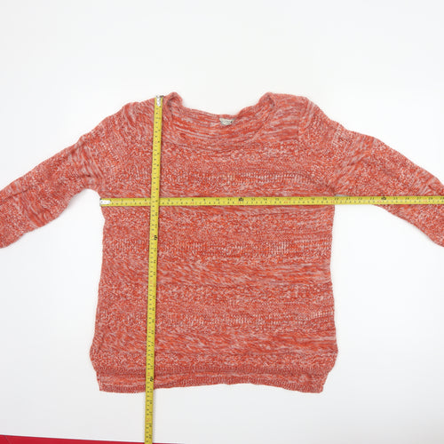 M&Co Women’s Orange Cotton Striped Knit Pullover Jumper Size 16