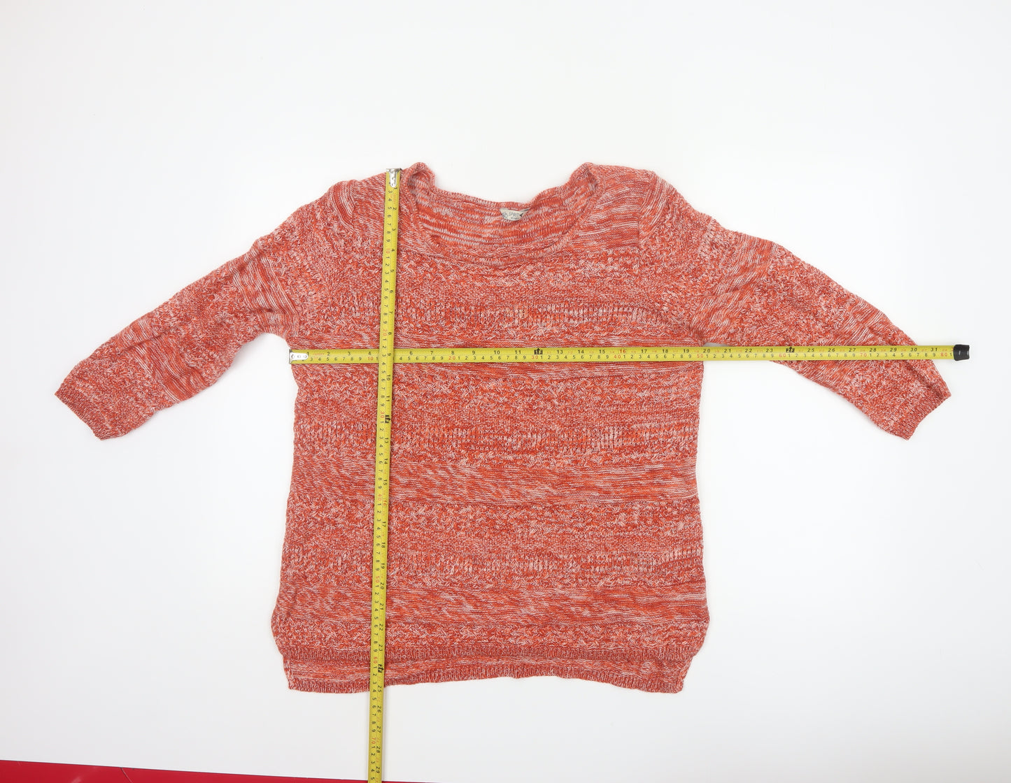 M&Co Women’s Orange Cotton Striped Knit Pullover Jumper Size 16