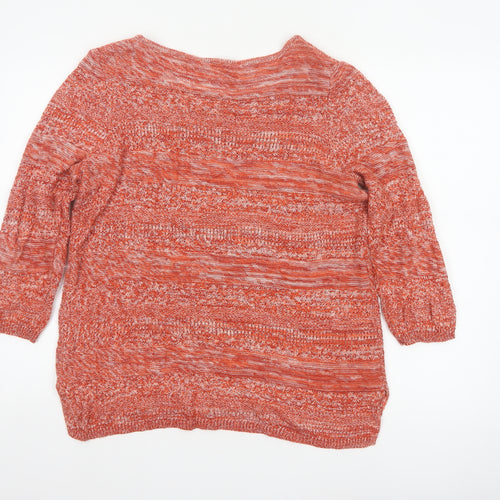 M&Co Women’s Orange Cotton Striped Knit Pullover Jumper Size 16