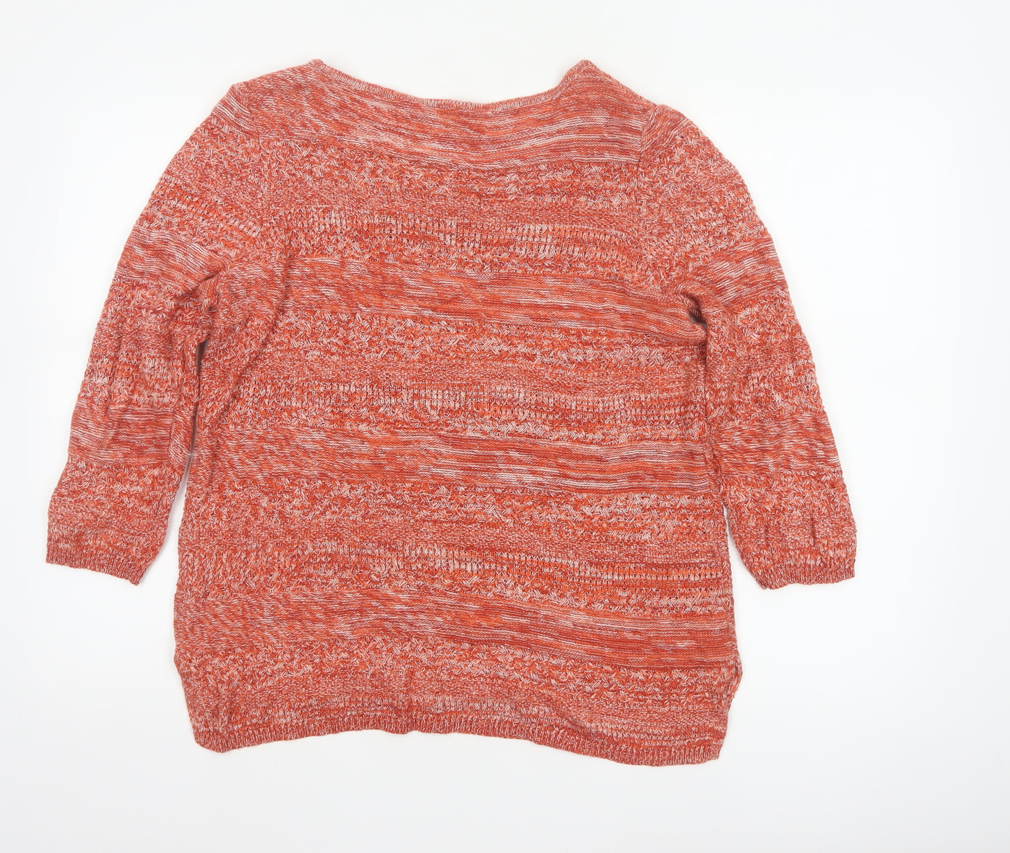 M&Co Women’s Orange Cotton Striped Knit Pullover Jumper Size 16