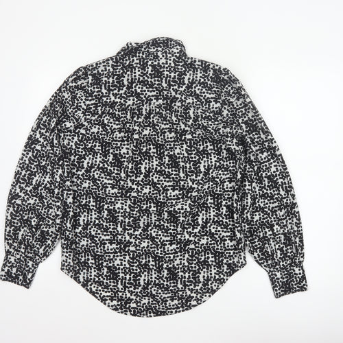 Next Women Black White Animal Print Button-Up Blouse UK 10