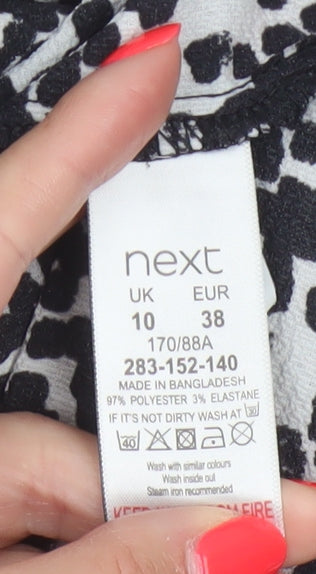 Next Women Black White Animal Print Button-Up Blouse UK 10