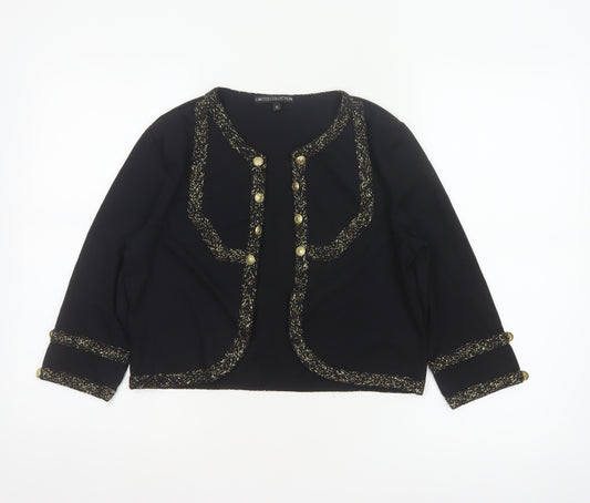 Marks and Spencer Women's Black UK 12 Military Gold Trim Jacket