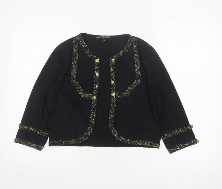 Marks and Spencer Women's Black UK 12 Military Gold Trim Jacket