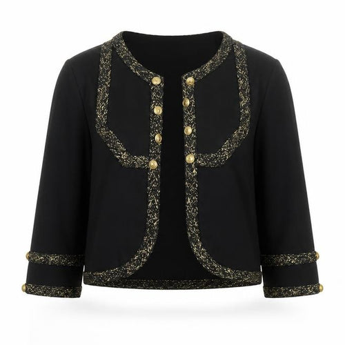 Marks and Spencer Women's Black UK 12 Military Gold Trim Jacket