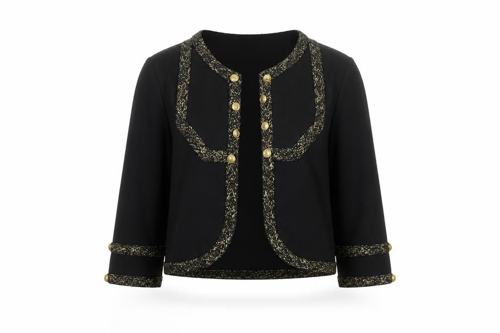 Marks and Spencer Women's Black UK 12 Military Gold Trim Jacket