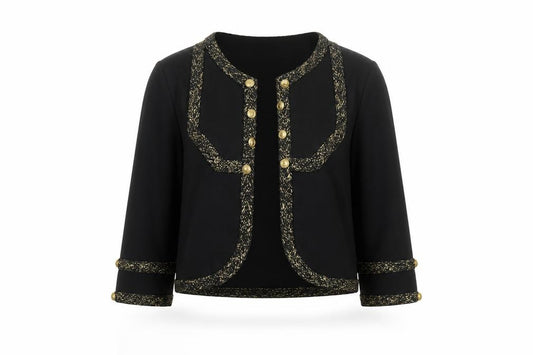 Marks and Spencer Women's Black UK 12 Military Gold Trim Jacket