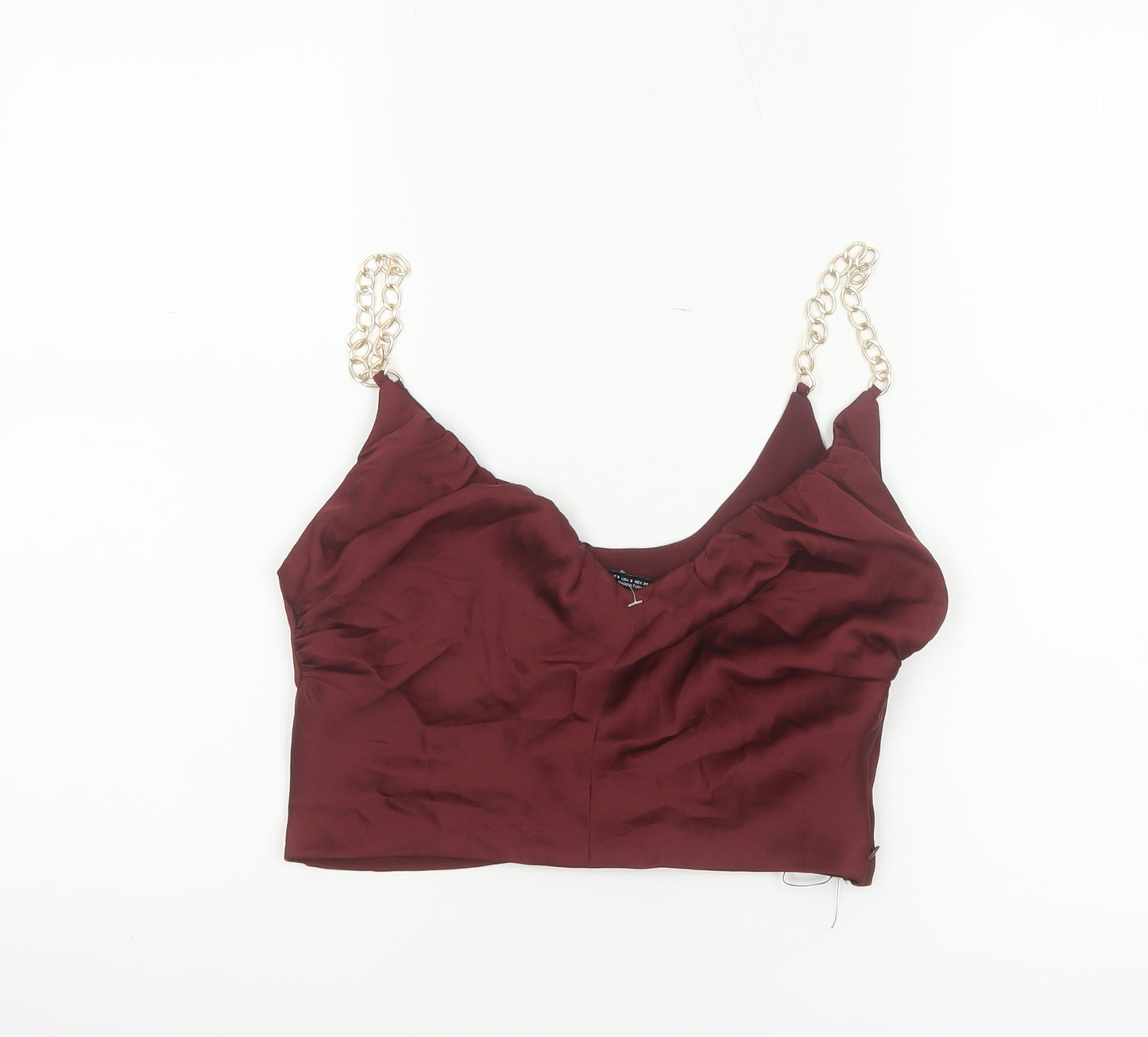 Zara Women Red UK 8 Cropped Chain Strap Camisole Party Top