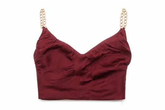 Front view of Zara Women Red UK 8 Cropped Chain Strap Camisole Party Top