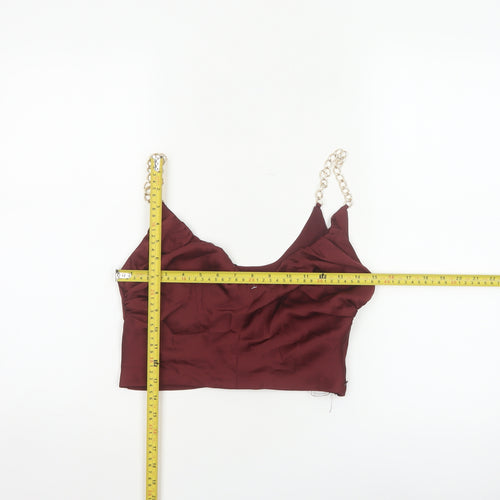 Zara Women Red UK 8 Cropped Chain Strap Camisole Party Top