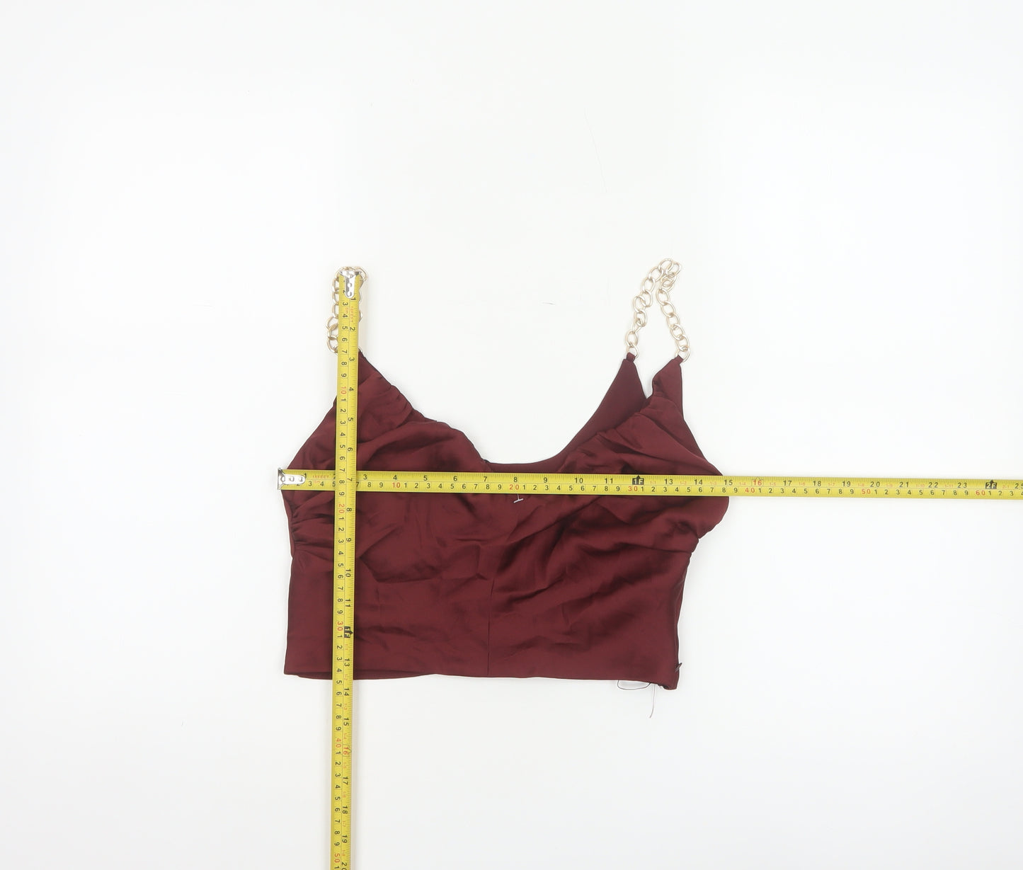 Zara Women Red UK 8 Cropped Chain Strap Camisole Party Top