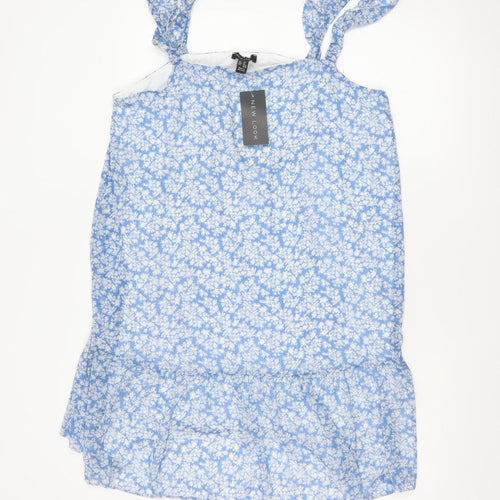 New Look Women Blue Floral Strappy Fit & Flare Short Dress UK 16