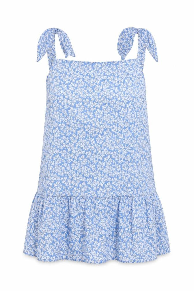 New Look Women Blue Floral Strappy Fit & Flare Short Dress UK 16