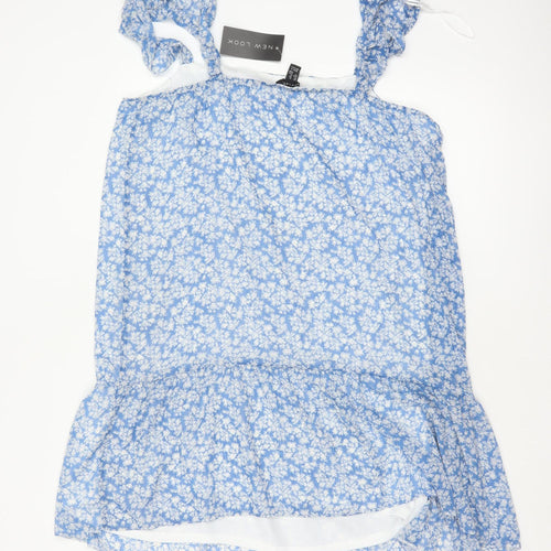 New Look Women Blue Floral Strappy Fit & Flare Short Dress UK 16