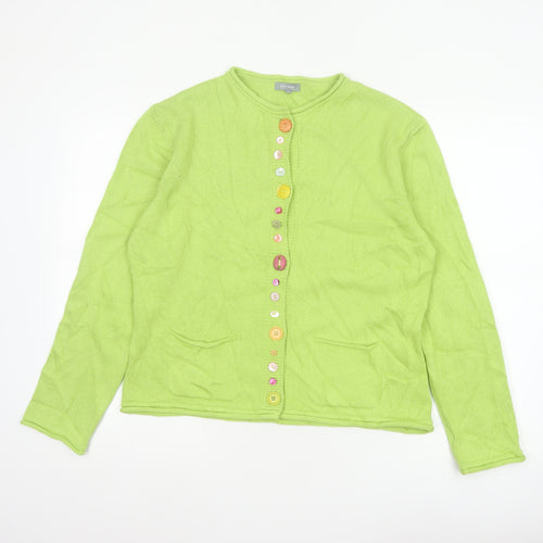 Per Una Women Green UK 18 Button Front Knit Cardigan Pockets