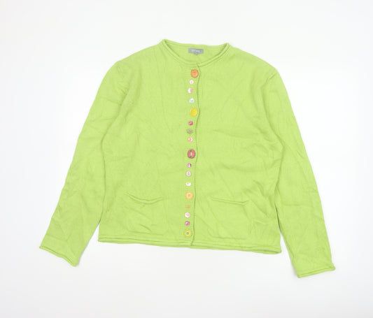 Per Una Women Green UK 18 Button Front Knit Cardigan Pockets