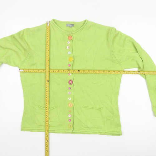 Per Una Women Green UK 18 Button Front Knit Cardigan Pockets