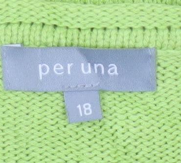 Per Una Women Green UK 18 Button Front Knit Cardigan Pockets