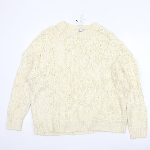 JD Williams Women Ivory Size 20 Cable Knit Crew Neck Jumper New