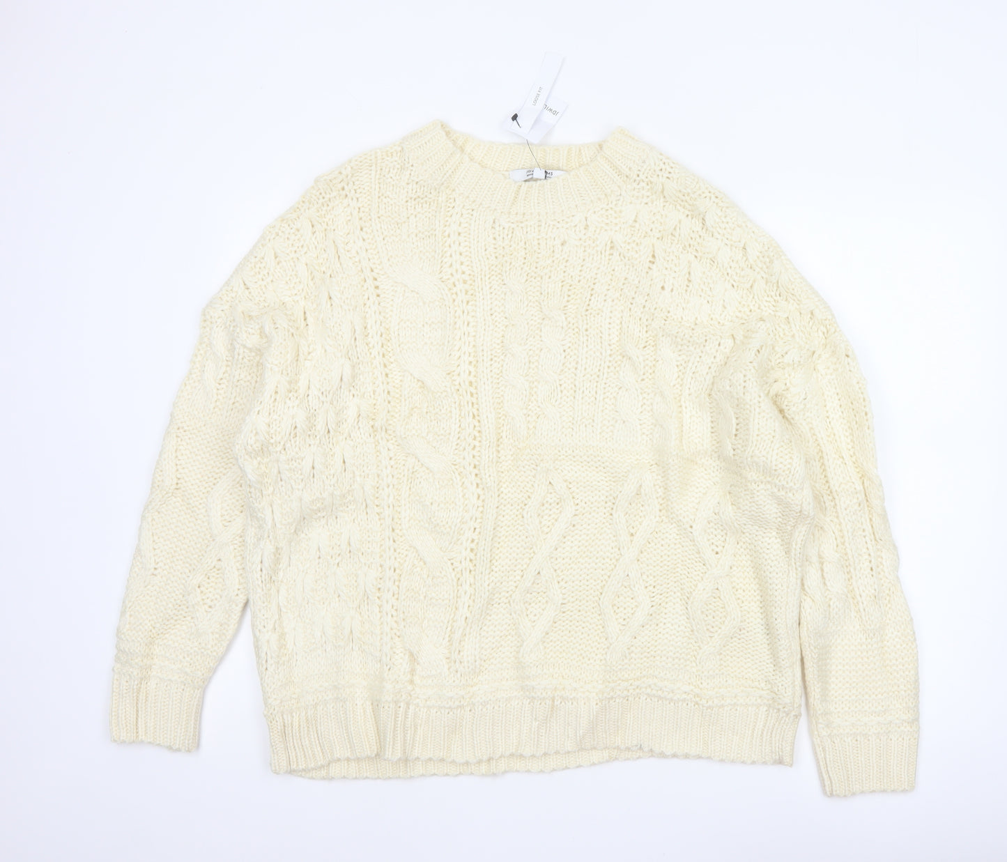 JD Williams Women Ivory Size 20 Cable Knit Crew Neck Jumper New