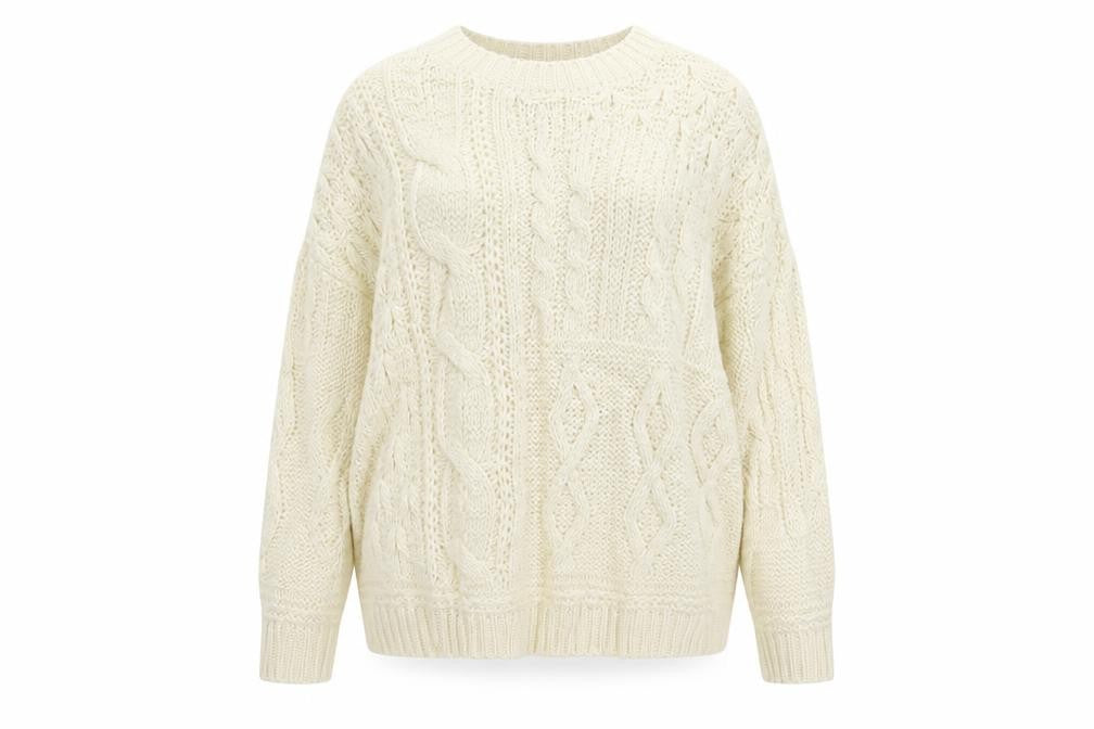 JD Williams Women Ivory Size 20 Cable Knit Crew Neck Jumper New