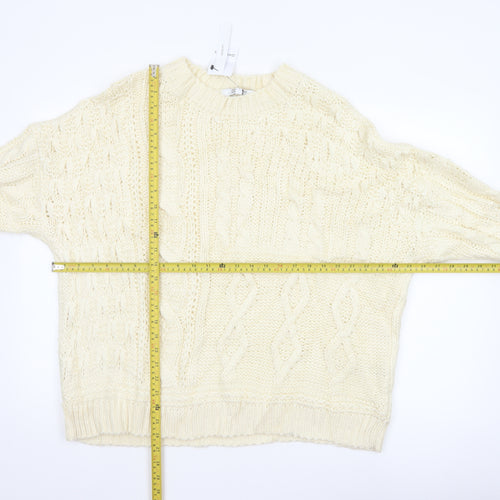 JD Williams Women Ivory Size 20 Cable Knit Crew Neck Jumper New