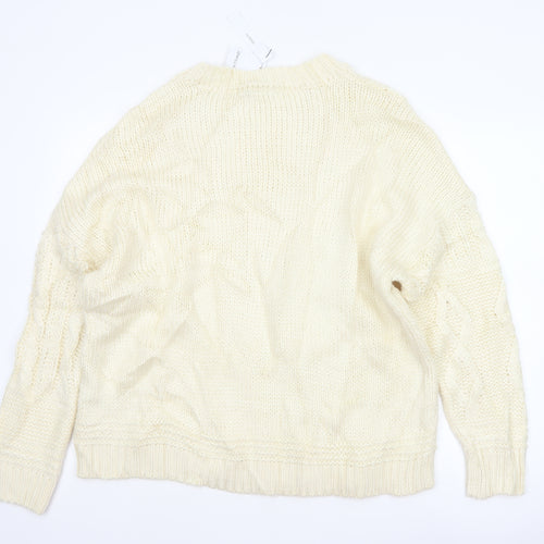 JD Williams Women Ivory Size 20 Cable Knit Crew Neck Jumper New