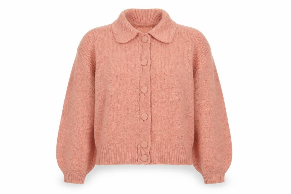 Next Women Pink Button Collared Balloon Sleeve Knit Cardigan UK 12