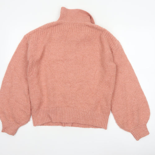 Next Women Pink Button Collared Balloon Sleeve Knit Cardigan UK 12
