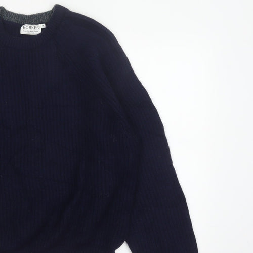 Hornes Women Blue M Chunky Knit Raglan Crew Neck Jumper
