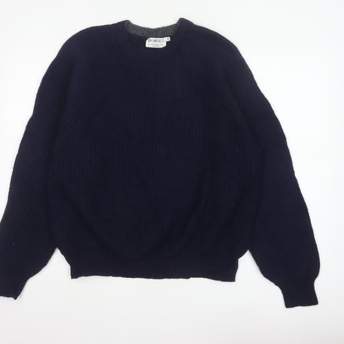Hornes Women Blue M Chunky Knit Raglan Crew Neck Jumper