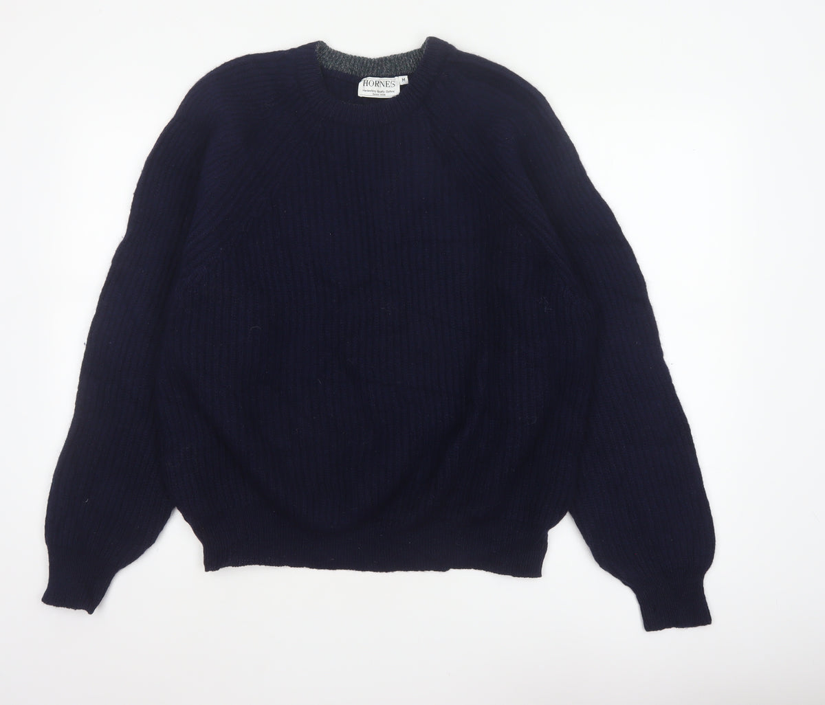 Hornes Women Blue M Chunky Knit Raglan Crew Neck Jumper