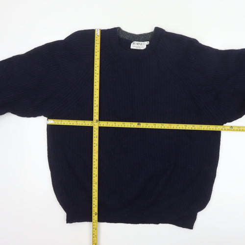 Hornes Women Blue M Chunky Knit Raglan Crew Neck Jumper