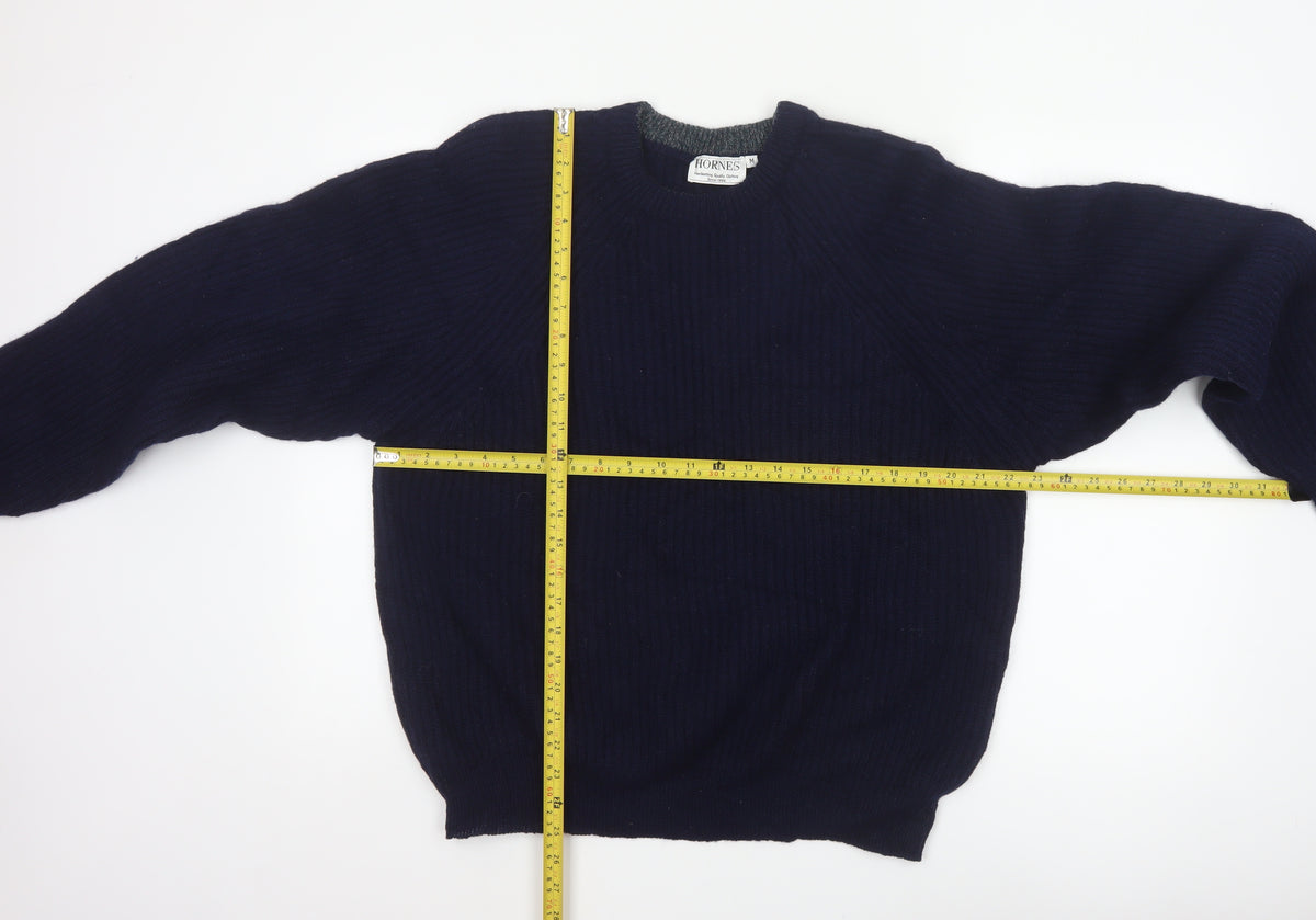 Hornes Women Blue M Chunky Knit Raglan Crew Neck Jumper